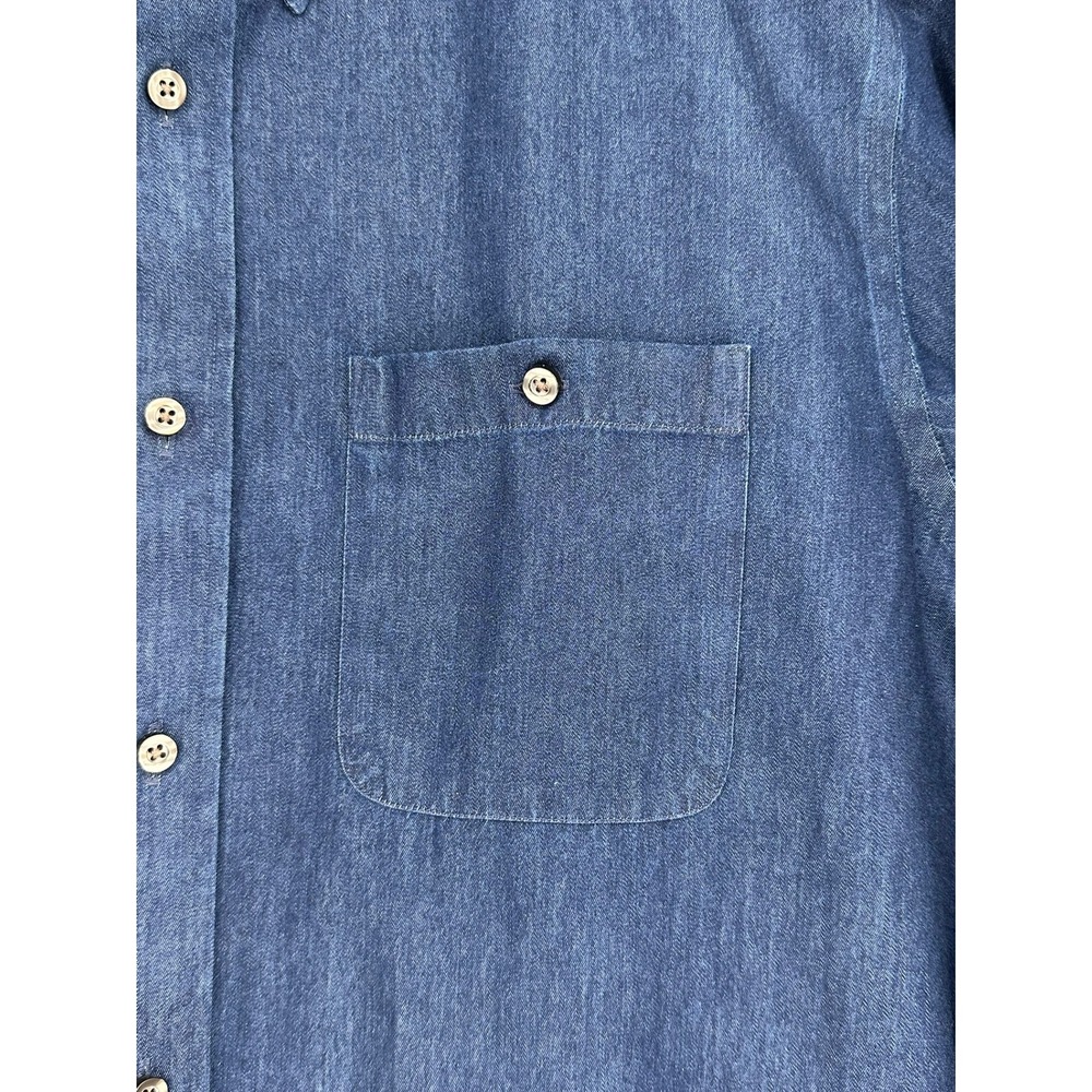 Orvis Mens Classic Fit Denim Button Down Shirt Long Sleeve Blue Cotton Large B5 - Picture 3 of 10